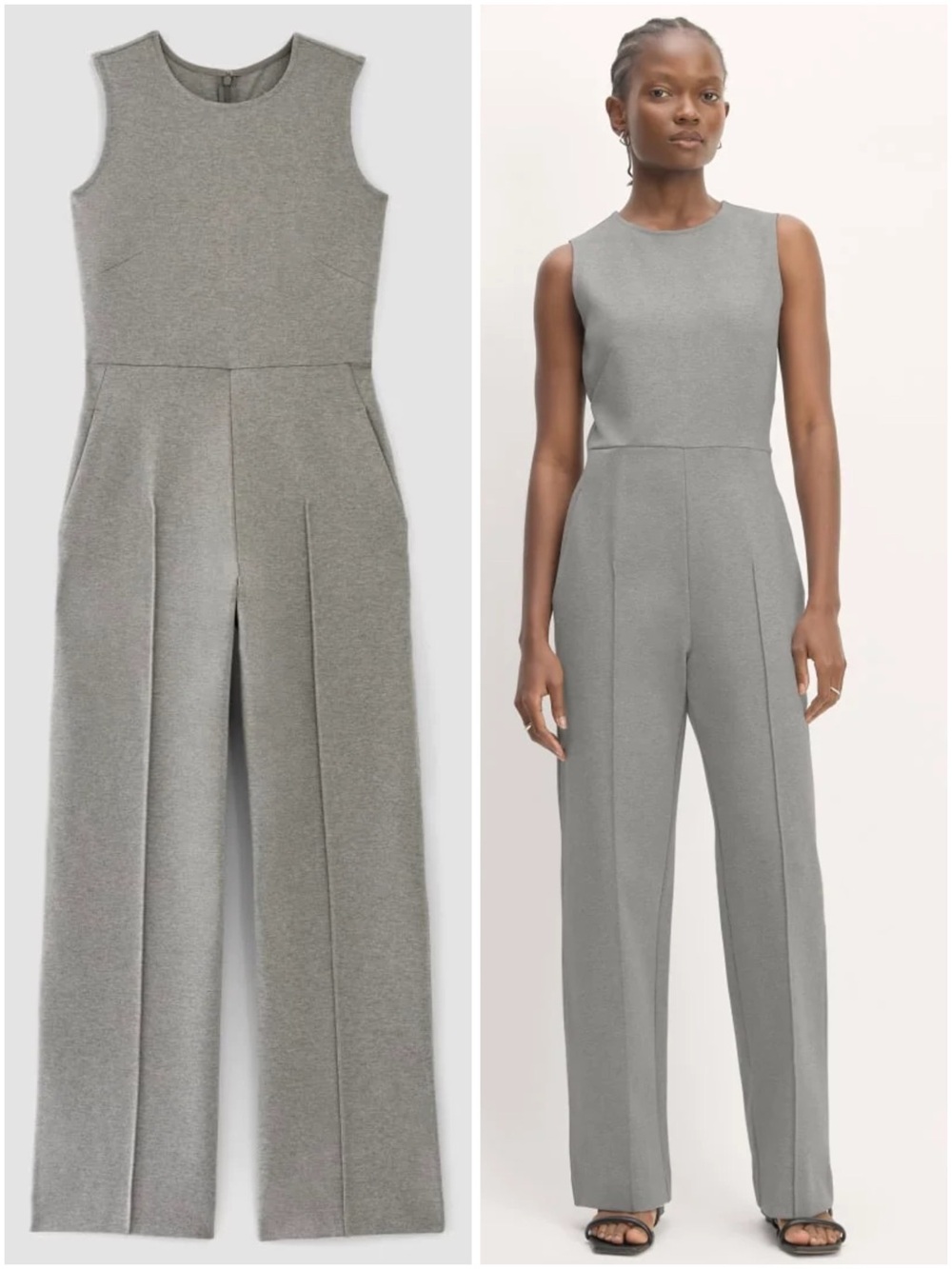 Everlane The Dream Jumpsuit XXS Heather Gray Sleeveless Stretch Cotton Modal NEW